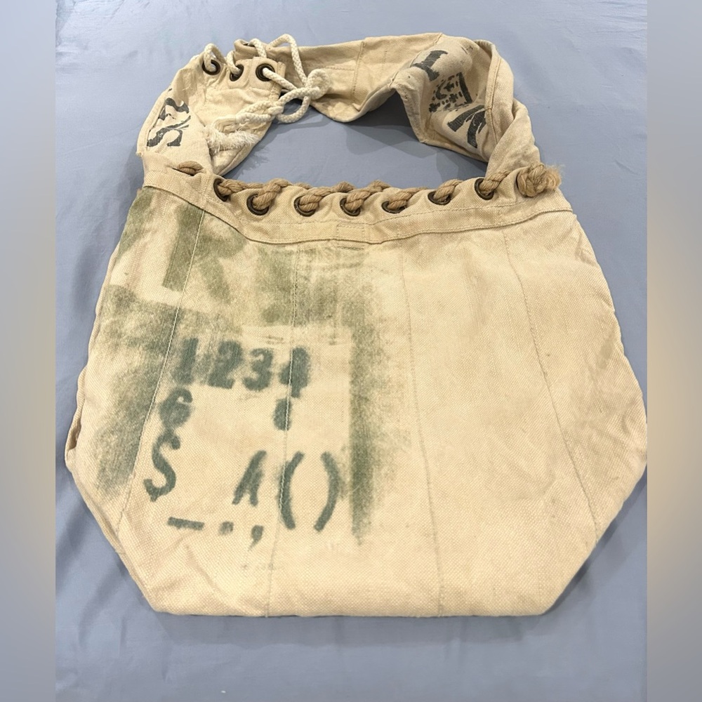 We The Free- Sailcloth Carrier Delivery Bag in Cream and Green - Picture 4 of 14